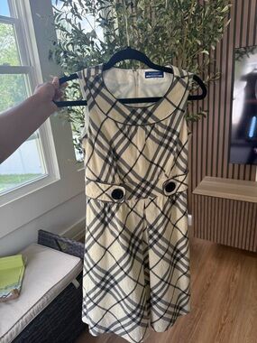 Burberry Cream and Black Plaid Mini Dress